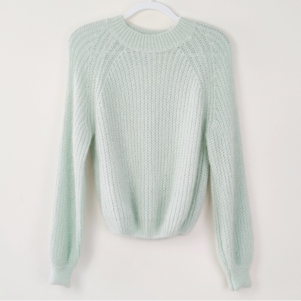 DOLCE CO Medium Made In Italy Wool-blend Knit Pullover Sweater Seafoam Green